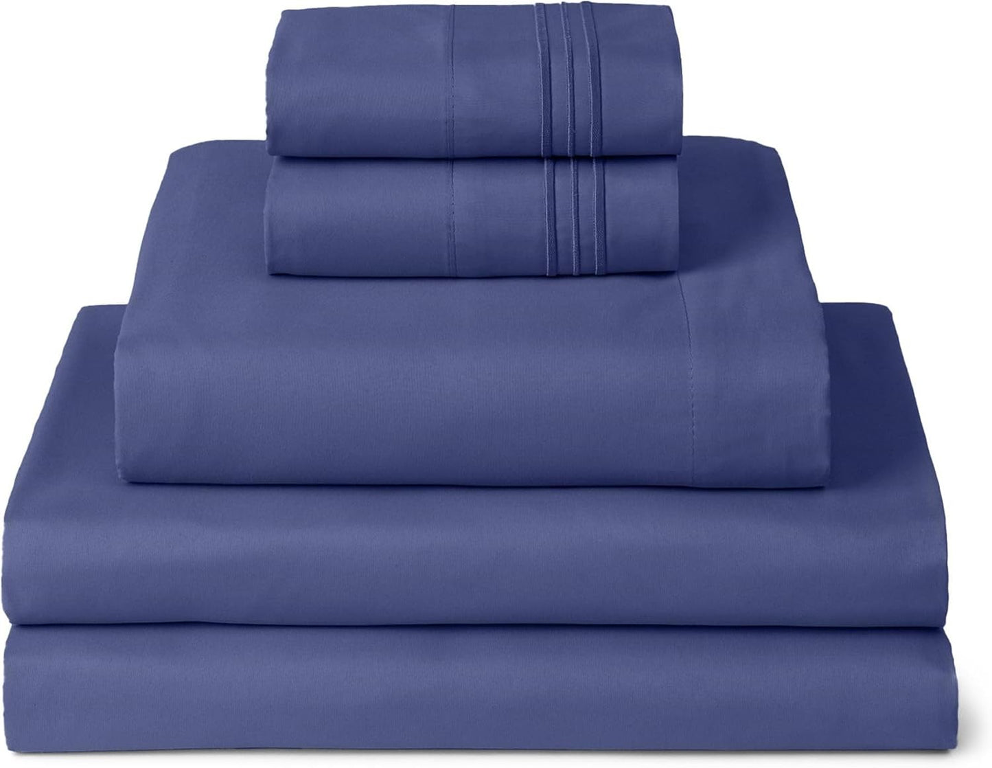 Mellanni Split King Sheets Set - 5 PC Hotel Luxury Bedding | Extra Soft, Cooling, Stain Resistant - Blue Nova