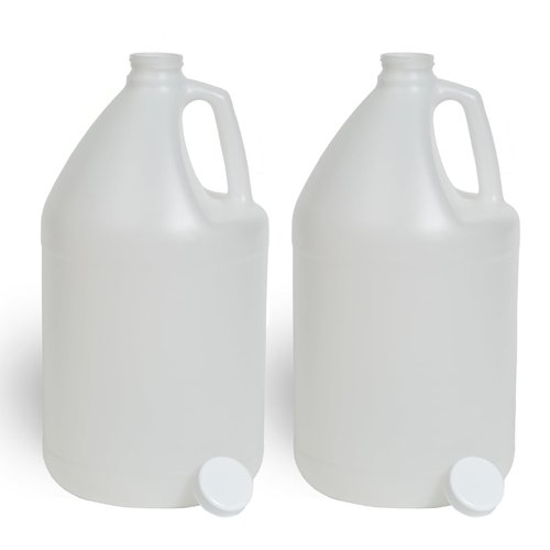 FastRack 2-Pack 1 Gallon Water Bottle Plastic Jug Container with Lid | White Food Grade Gallon Water Jug, BPA-Free, Leak-Proof Pitcher With Lid Fermentation, Brewing, Storage & More