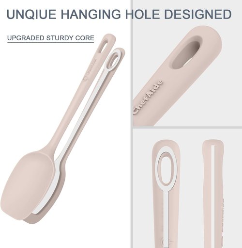 ChefAide Silicone Spatula Set - 5 Pieces, Ergonomic Grip, Heat Resistant Up to 600°F, Food Grade Rubber