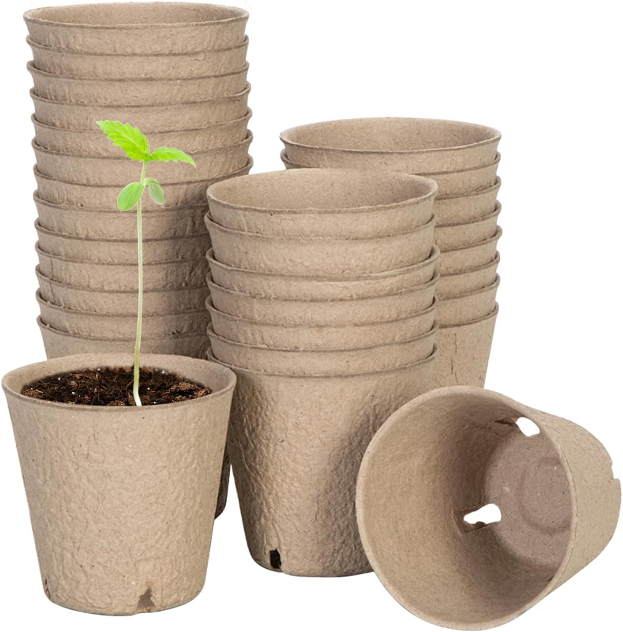 VIVOSUN 3.15-Inch Peat Pots - 30 Pack Seed Starting Pots with Drainage Holes & 20 Plant Labels