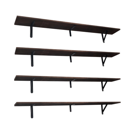 Huiyiaus Long Floating Shelves for Books,Wall Hanging Bookshelf Set of 4,Rustic Wall Mount Book Shelf Wood Extra Large for Livingroom Bedroom Kitchen Bathroom Home Office Decor,47 Inches(Dark Brown)