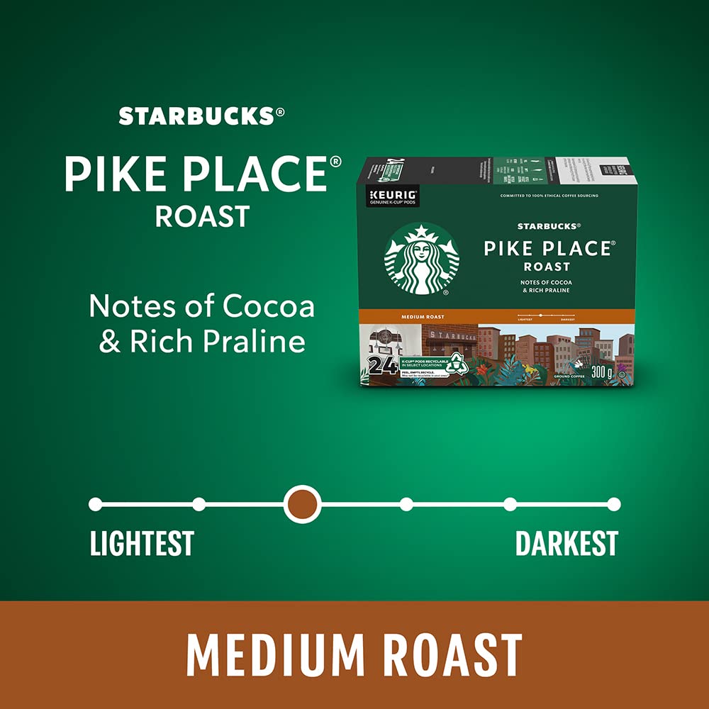 Starbucks® Pike Place Single-Serve Coffee K-Cup® - Convenient Carton of 24 Pods