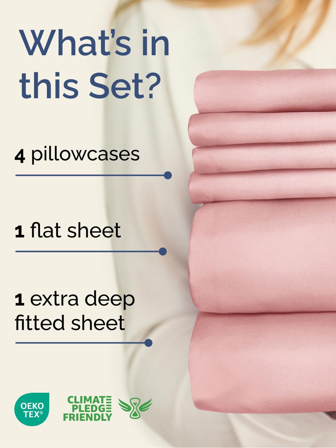 Skiennix Extra Deep Full Sheet Set - 6 Piece Breathable Cooling Bedding - Soft Wrinkle-Free Baby Pink