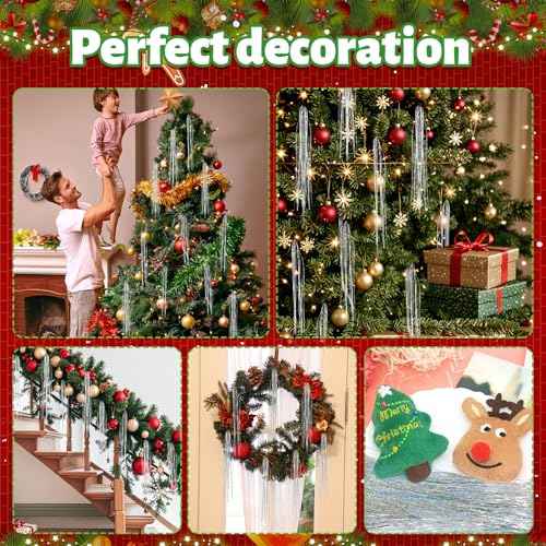 Pack of 3000 Strands Iridescent Silver Christmas Icicle Tinsel Foil Fringes | 19.8 Inches, Christmas Tree Tinsel Curtain Decoration for Indoor Outdoor Winter Home New Year Eve Birthday Party Supplies