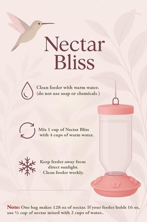 Hummingbird Nectar Powder - All-Natural, Dye-Free Instant Mix | Makes 1 Gallon | Pure Cane Sugar Feeder Refill | Made in USA