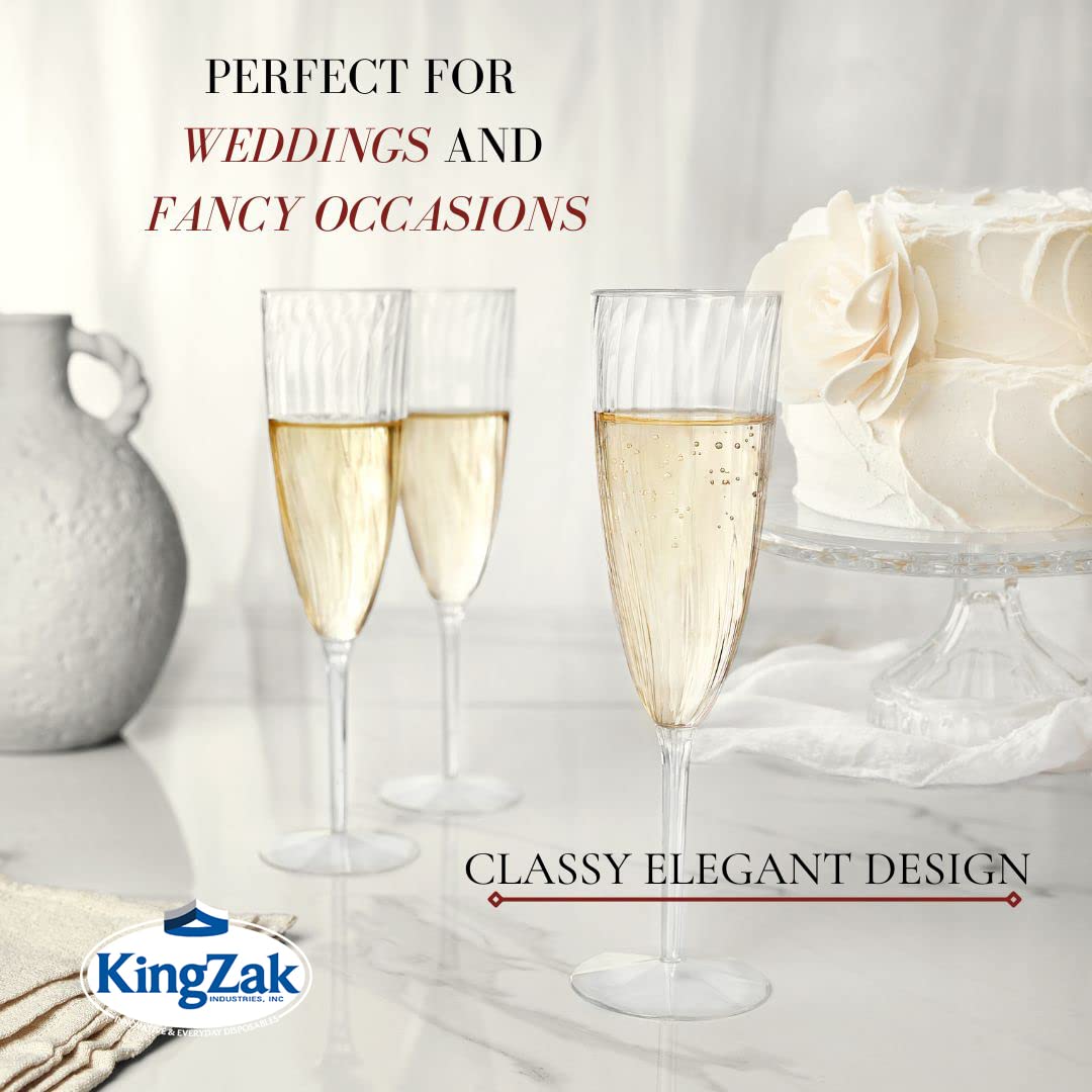 Lillian Tablesettings Premium Champagne Flutes 6 oz. Clear Hard Plastic 1-Piece Disposable Glasses - 48 Count
