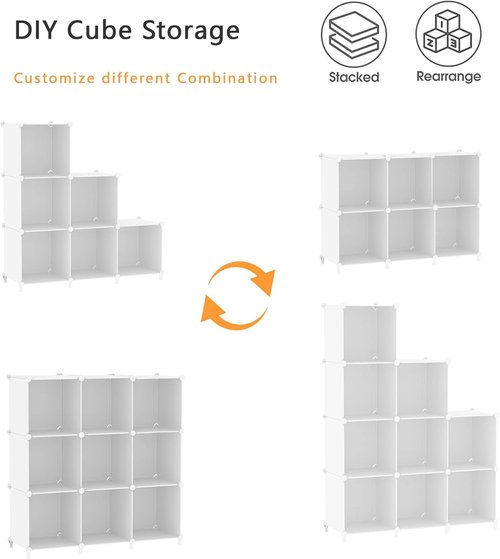 AWTATOS Cube Storage Organizer - 6 Cube Closet Shelves for DIY Stackable Storage | White