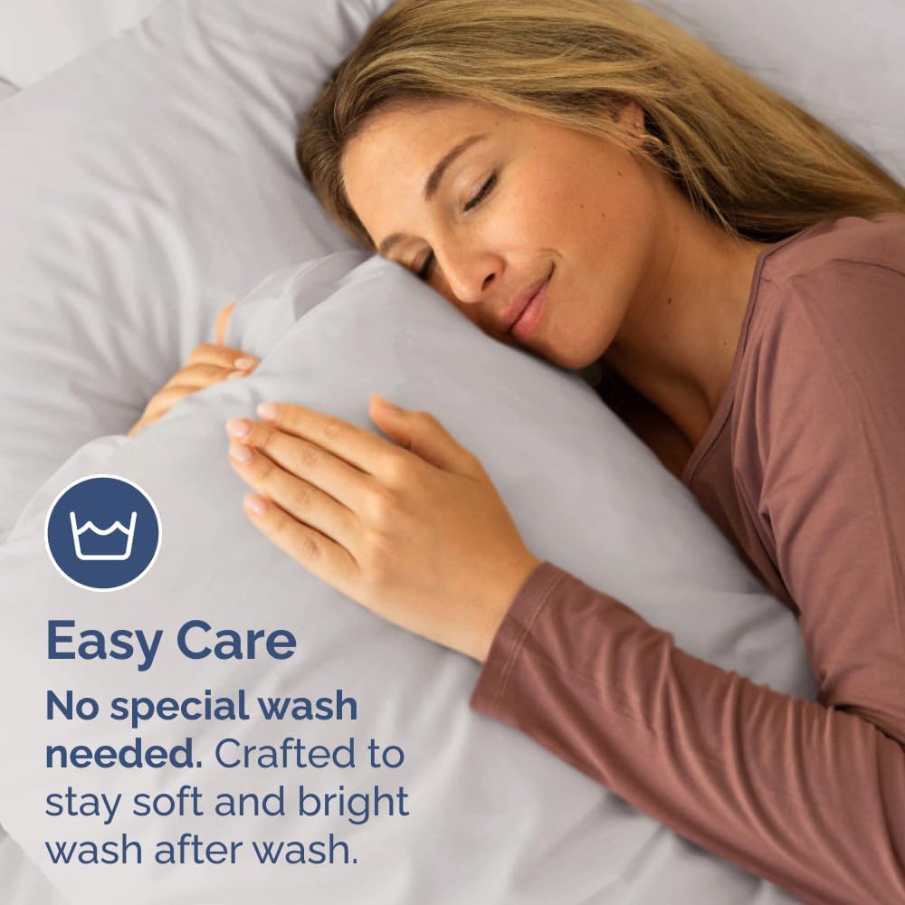Standard Pillow Cases Set of 2 | Soft Hotel Quality, Wrinkle-Free & Stain Resistant - Light Grey