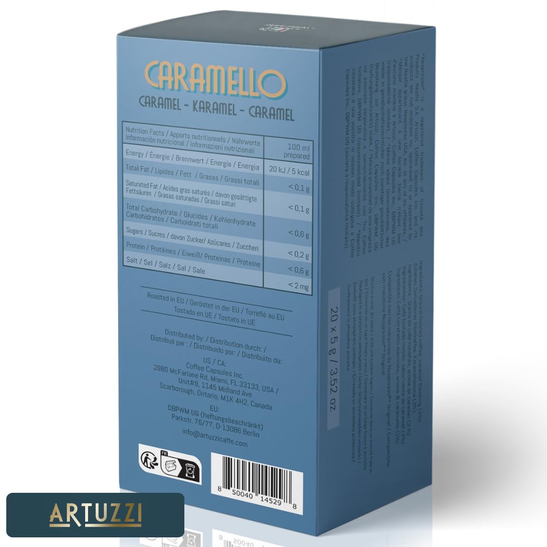 Artuzzi 120ct Espresso Pods For Nespresso Compatible Capsules Original Machines | Italian Coffee Variety - Ristretto Lungo Espresso Caramel Vanilla Chocolate | Aluminum & Recyclable