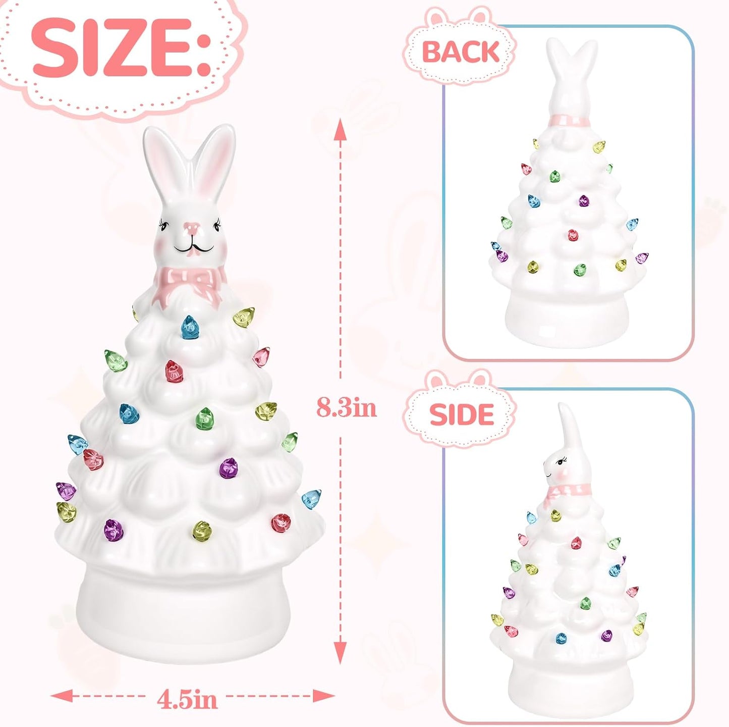 Skiennix Easter Decorations - Adorable Ceramic Bunny Tree Night Light for Home & Kids' Gifts