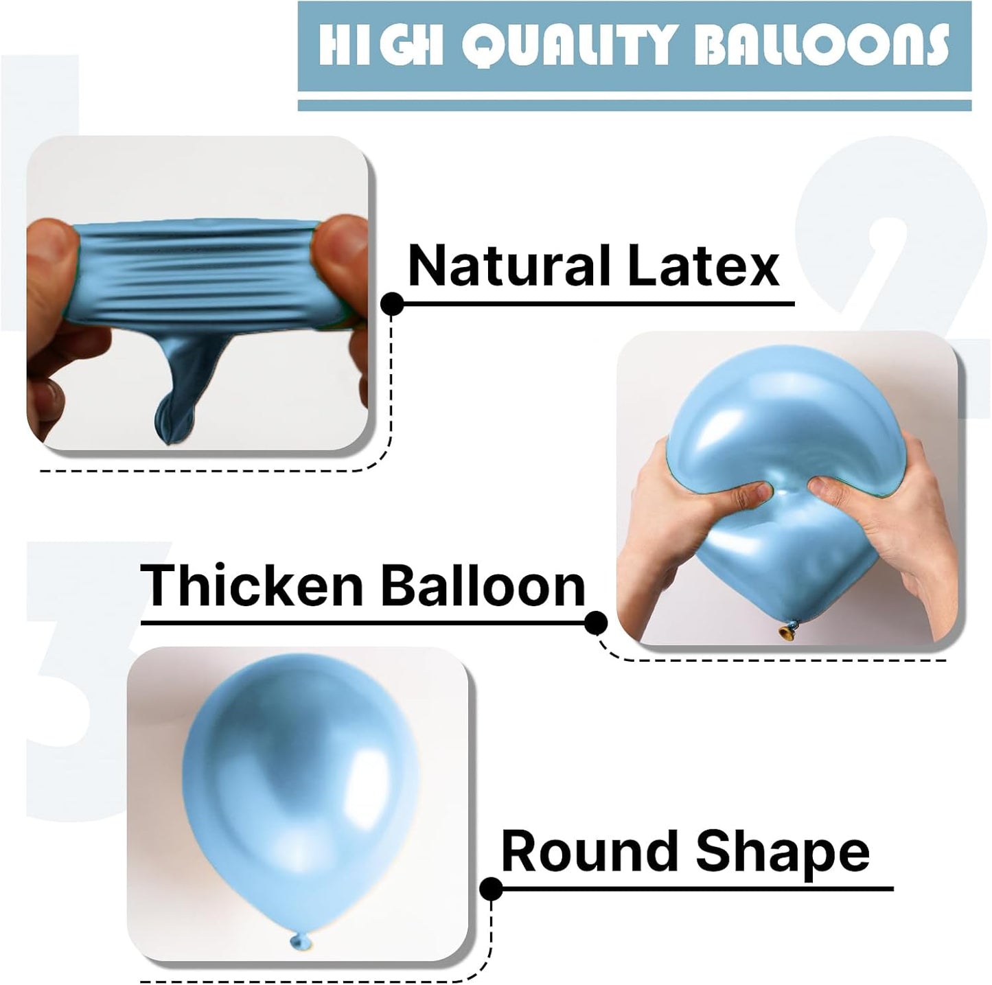 PartyWoo Metallic Light Blue Balloons - 50 Pcs Mini 5-Inch Balloons for Graduation & Baby Showers