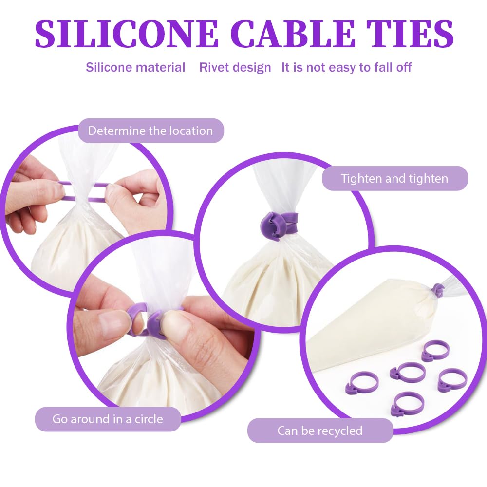 24 Inch Disposable Large Piping Bags,100 PACK Extra Large Thick Pastry Bags with 6 Bag Ties, Thickened Icing Bags,Cake Decorating Bags,Frosting Bags for Cake Decorating Cream Frosting