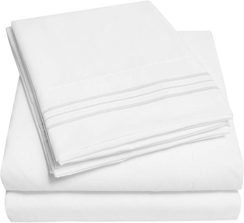 1500 Supreme Collection Twin Sheet Set - Extra Soft 3-Piece White Bed Sheets with Deep Pockets