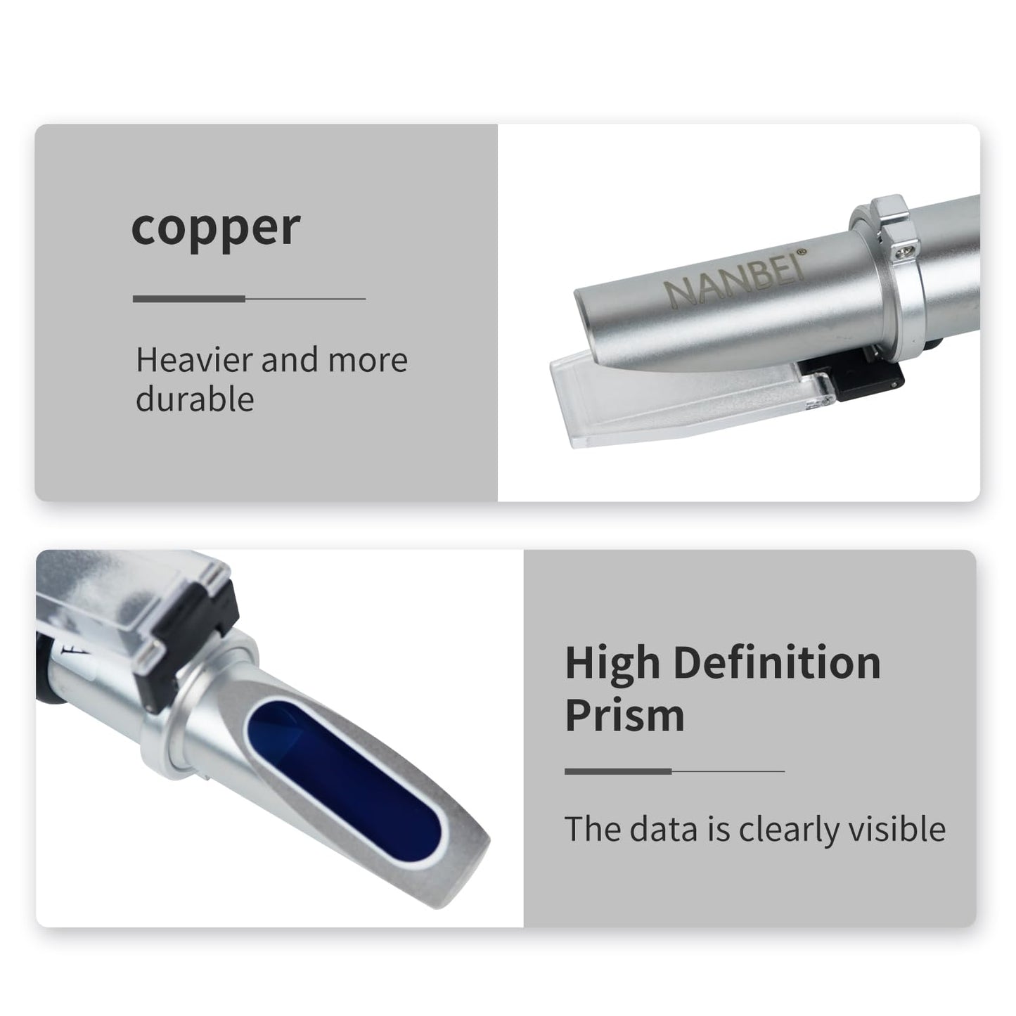 NANBEI Honey Refractometer with ATC, Portable Refractometer for Honey Moisture,Triple Scale (Honey Moisture: 12-27%, Brix: 58-90%, Baume: 38-43°),Ideal for Honey, Molasses,Maple Syrup,Fruit jam