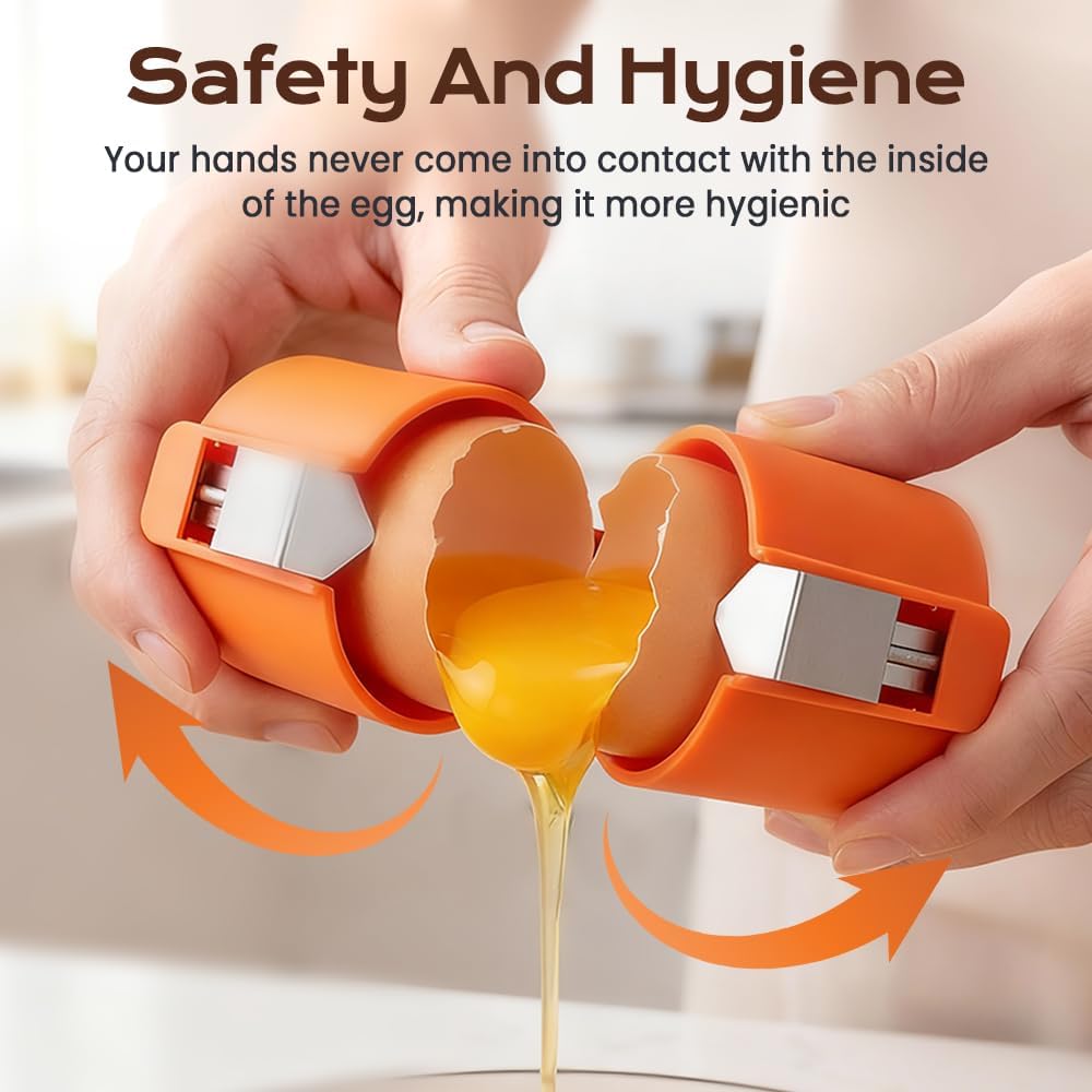 Skiennix Stainless Steel Egg Shell Opener - Multifunctional Cracker & Separator Tool | Orange