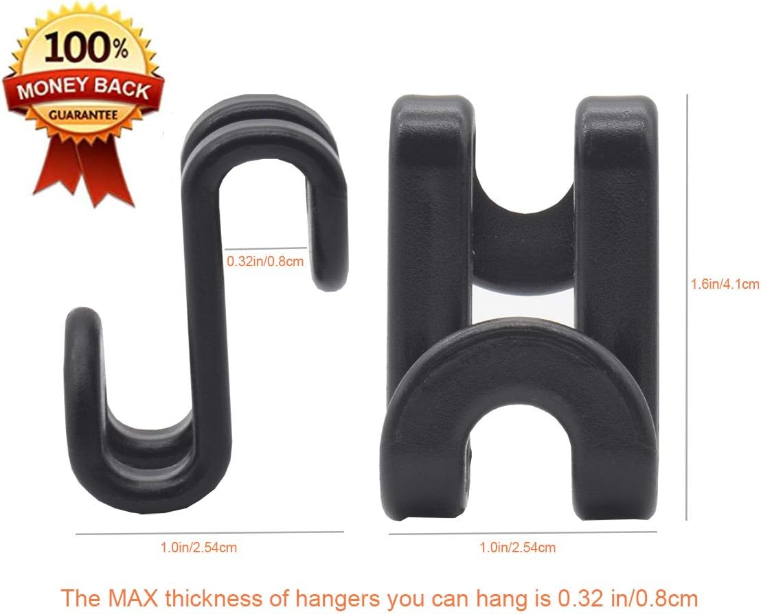Skiennix Clothes Hanger Connector Hooks - 60 Pcs for Velvet & Wooden Hangers | Heavy Duty Space-Saving (Black)