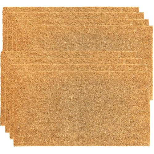 Coco Coir Door Mat 17x30 Inches - Heavy Duty Backing, 8-Pack Welcome Doormats - Plain