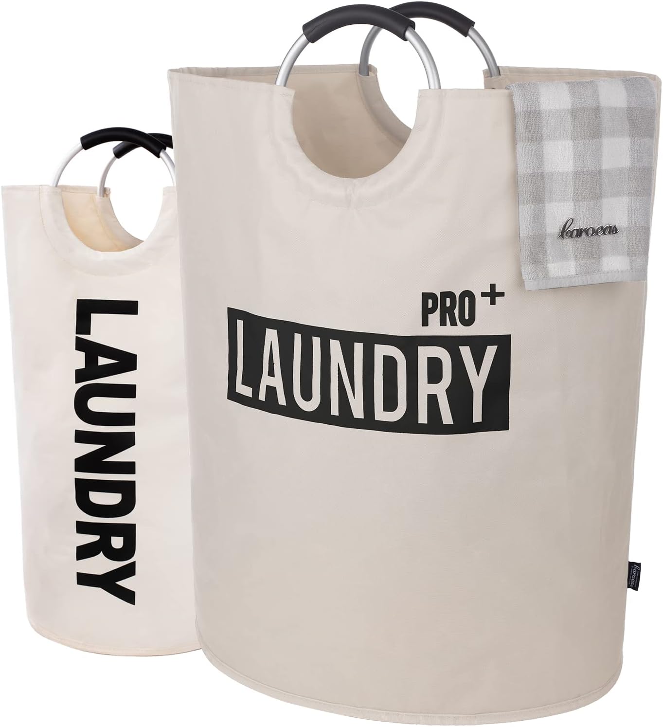 Caroeas Super Large 150L Laundry Basket - Waterproof & Collapsible Design with Padded Handles | Beige