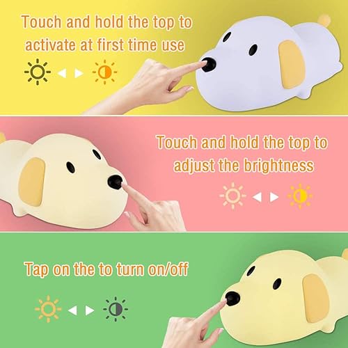 Night Light for Kids,Cute Silicone Nursery Puppy Lamp for Baby and Toddler,Animal NightLight for Boys and Girls,Squishy Night Lamp for Bedroom,Kawaii Bedside Lamp for Kids Room(Puppy)