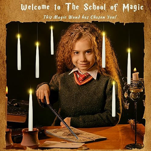 Floating Flameless LED Candles with Wand Remote - Hanging Window Decor Set of 20