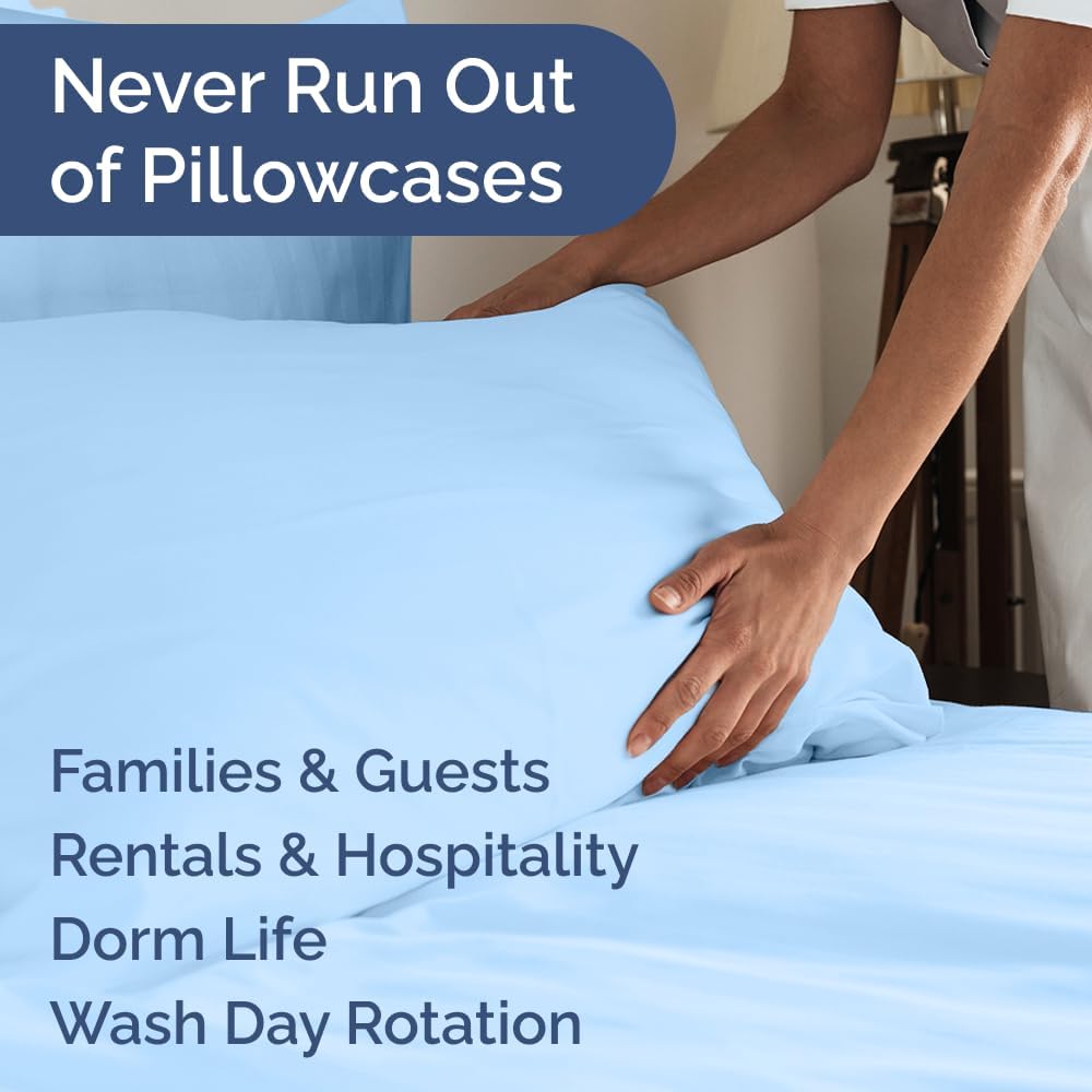 Queen Pillow Cases by [Brand Name] - Ultra Soft Hotel Quality Covers - Wrinkle Free & Fade Resistant - 10 Piece Set in Light Blue