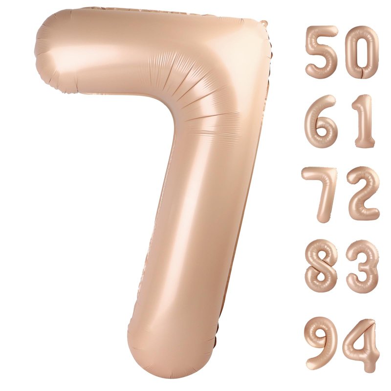 Light Brown 7 Balloon, Tan Number Balloons 40 Inch, 7th Beige Birthday Decorations for Kids Girls Boys, Sandy Brown Party Decoration for Women Men, Khaki Number 7 Balloon