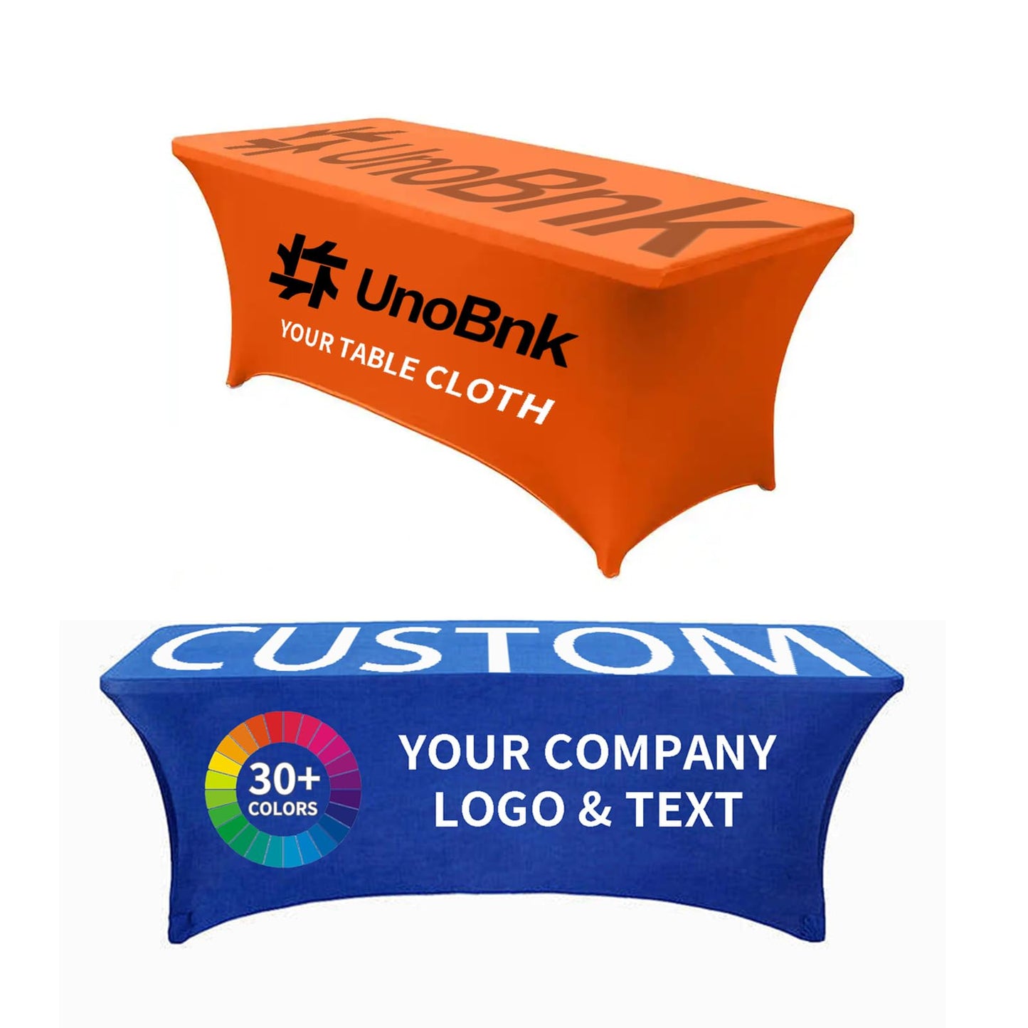 Ddrihles Custom Table Cloth with Business Logo Text Photo,Personalized 4/5/6/8 FT Stretch Table Cloths,Custom Table Cloth for Events Birthday Party Wedding Decor (4FT)