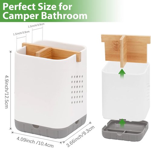 Boperzi Toothbrush Holder - Bamboo Divider & Detachable Design | Large Electric Toothbrush Organizer for Family