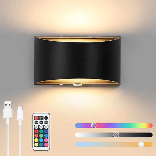 Lightess Battery Cordless Wall Sconces, 13 RGB Colors Rechargeable Wall Sconce, Remote & Touch Control, Magnetic Wall Lamp, LED Wall Lights for Bedroom, Living Room, Hallway