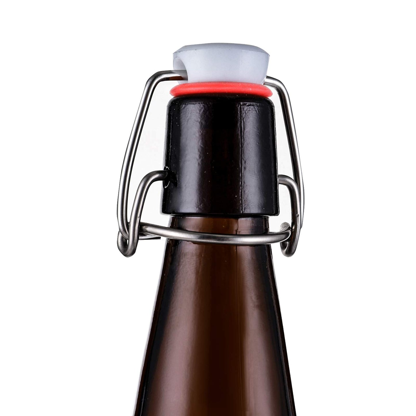 Jucoan 10 Pack Amber Glass Beer Bottles,16 oz Swing Top Glass Bottles with Airtight Flip Cap for Home Brewing Fermenting Beer, Kombucha, Kefir, Coquito, Soda, Wine, Beverage