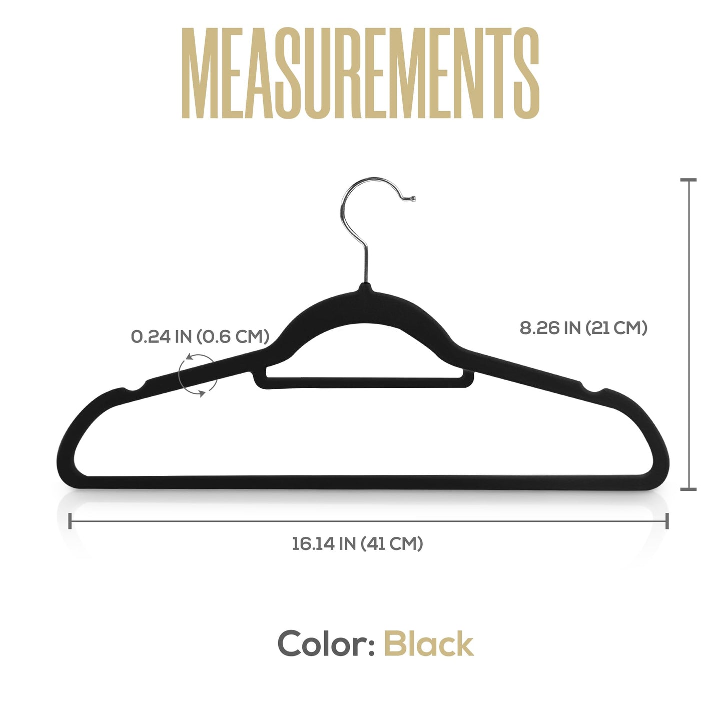Utopia Home Velvet Hangers 100 Pack – Premium Non-Slip Slim Clothes & Coat Hangers with Tie Bar, Space-Saving Heavy Duty Design, 360° Swivel Hook – Black