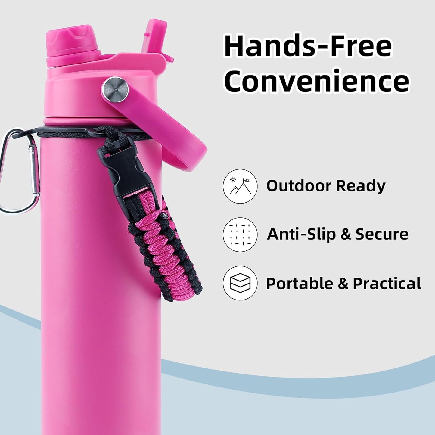 Skiennix 26oz Insulated Water Bottle - 2-in-1 Straw & Spout Lid, Leak-Proof Design, Pink