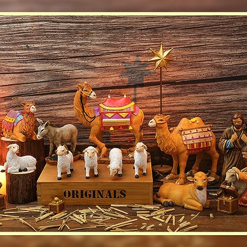 Barydat 10-Piece Nativity Animals Set - 7 inch Resin Manger Figurines