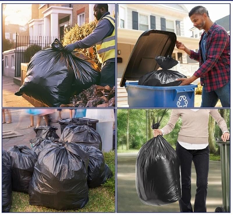 Teivio 100 Pack Black 40-45 Gallon Trash Bags | Large Garbage Bags for 39-45 Gal Bins