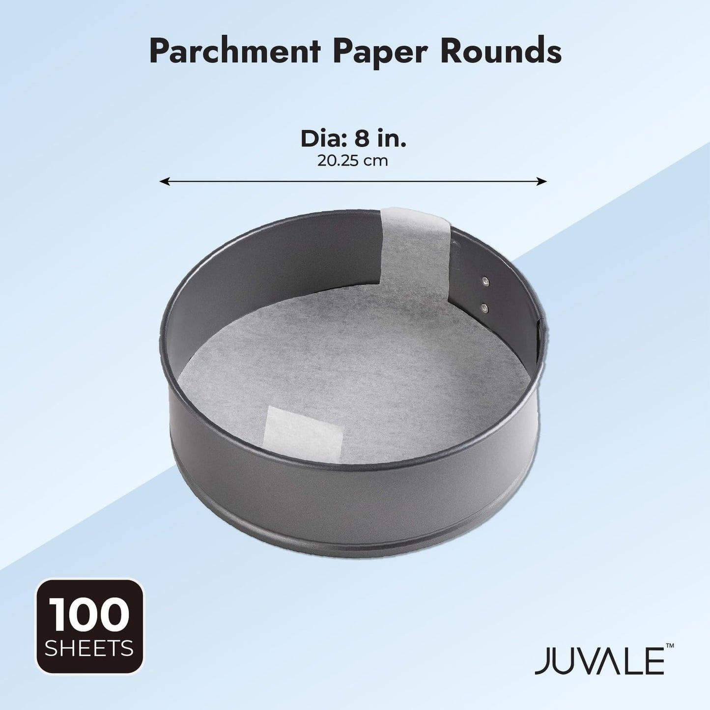 Juvale Parchment Paper Rounds - Pre-cut Parchment Paper for Layer Cakes - Lift Tabs for Easy Release & Nonstick Cake Pan Inserts - Heat Resistant Liner for Round Baking Pans - 8in, 100 ct, White