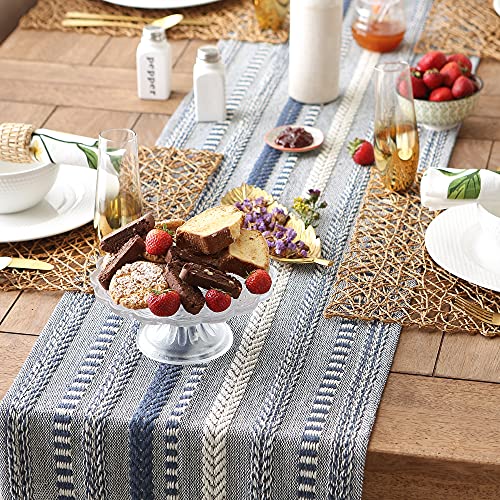 DII Braided Cotton Table Runner with Fringe - French Blue, 15x77 inch