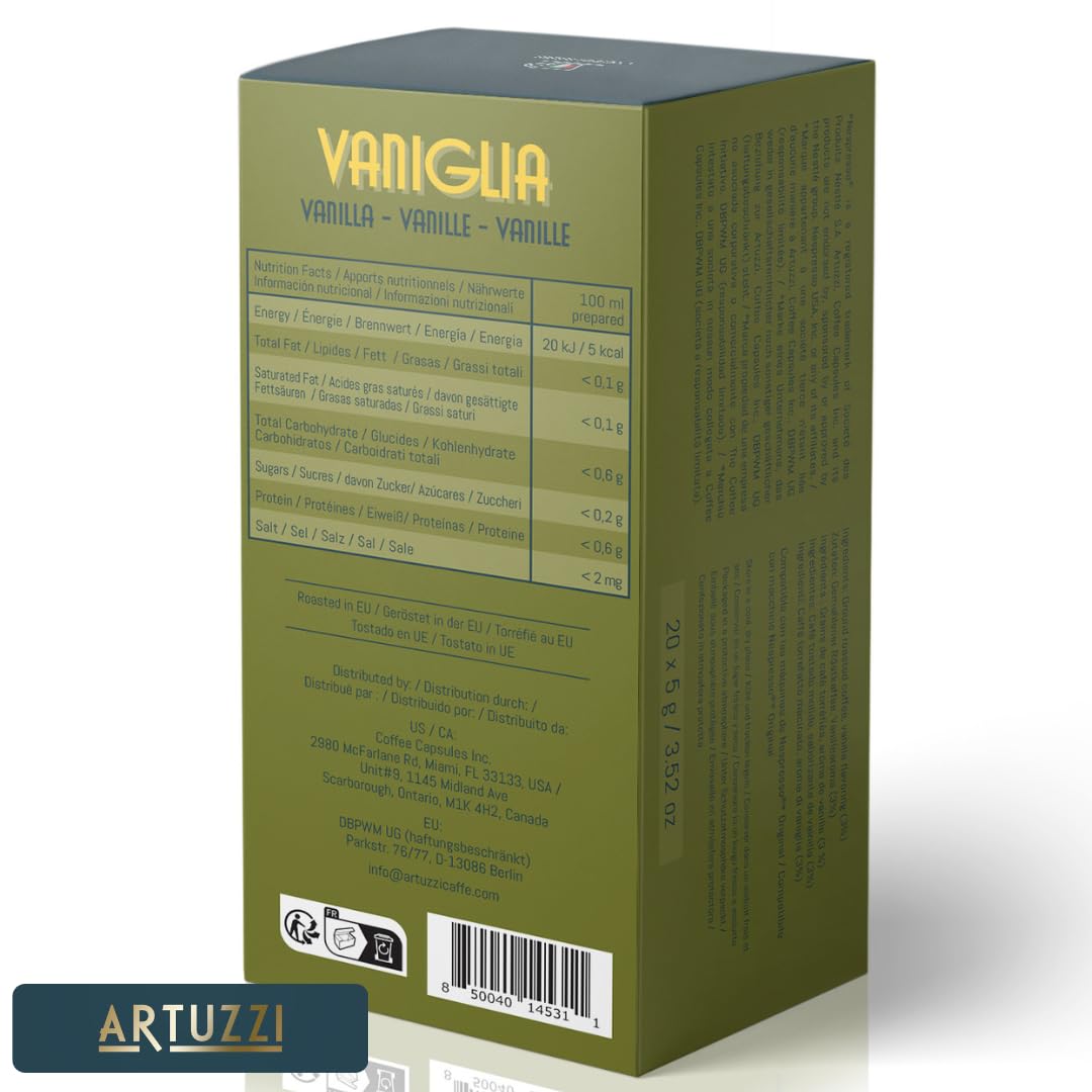 Artuzzi 120ct Espresso Pods For Nespresso Compatible Capsules Original Machines | Italian Coffee Variety - Ristretto Lungo Espresso Caramel Vanilla Chocolate | Aluminum & Recyclable