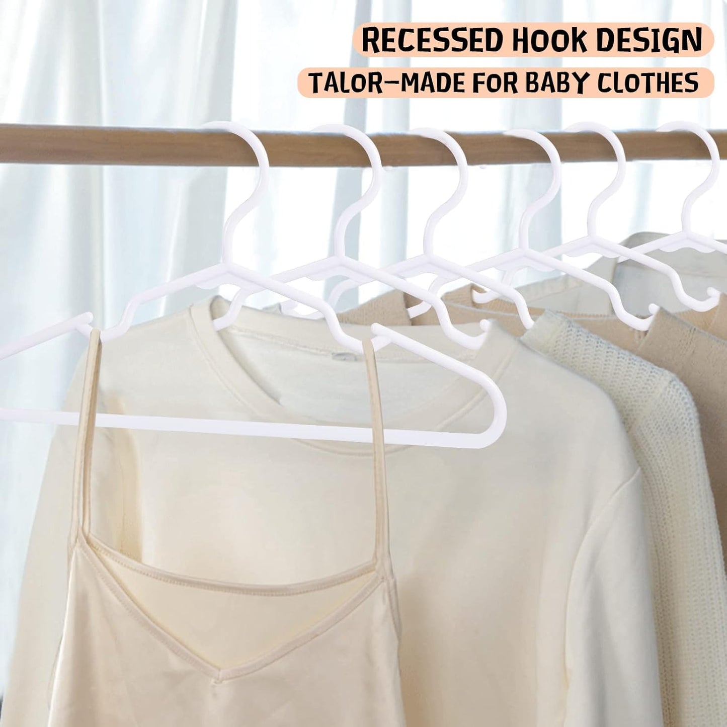 Kids Hangers 100 Pack by [Brand Name] - Durable Non-Slip Plastic Hangers for Toddler & Child Clothes | 11.6 Inch
