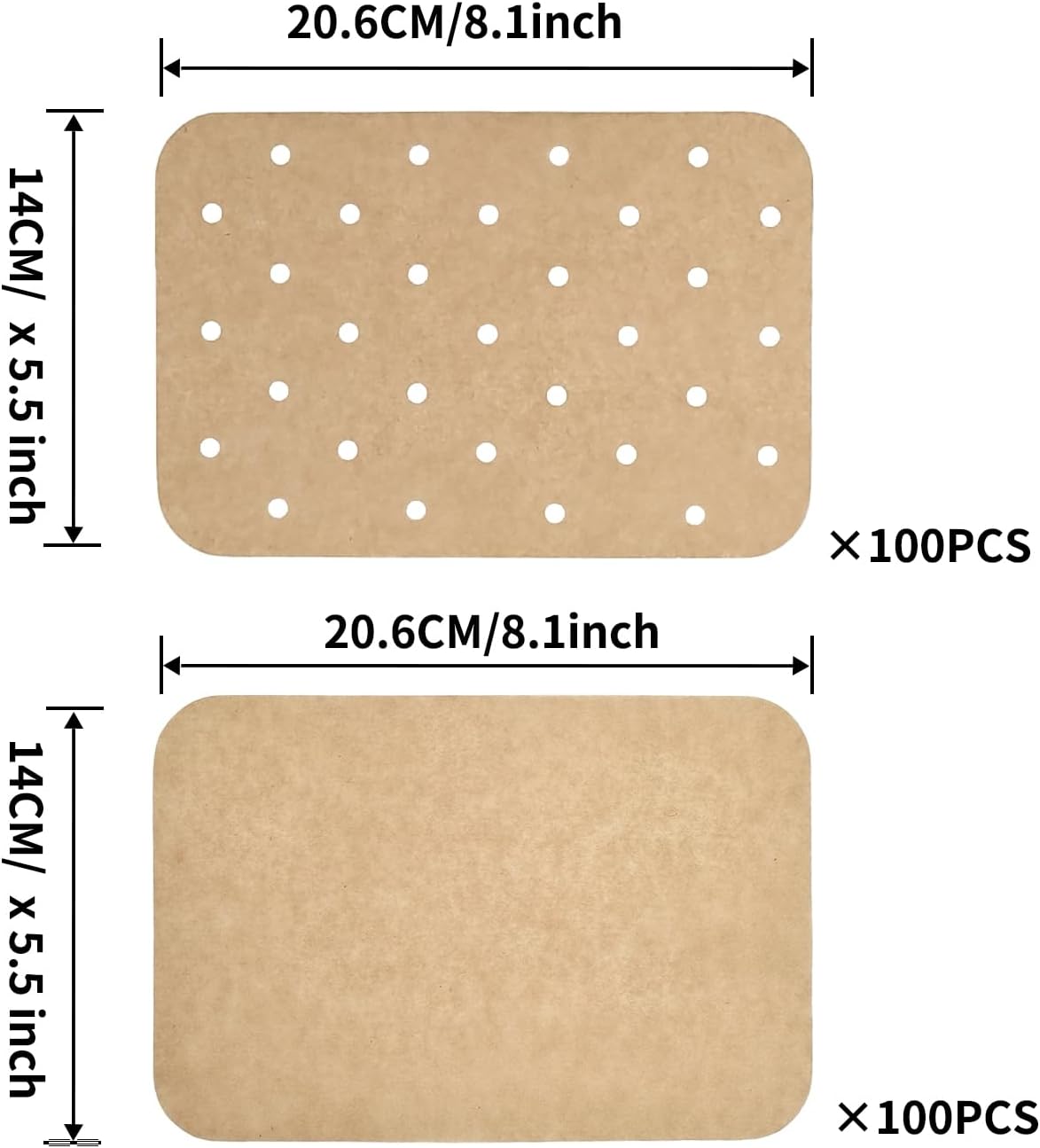 Skiennix Air Fryer Liners - 200 Disposable Non-Stick Parchment Sheets for Ninja Dual Foodi | Rectangular Design