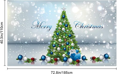 GOER 78-Inch Christmas Banner - Festive Party Decorations with Merry Christmas & Tree Design
