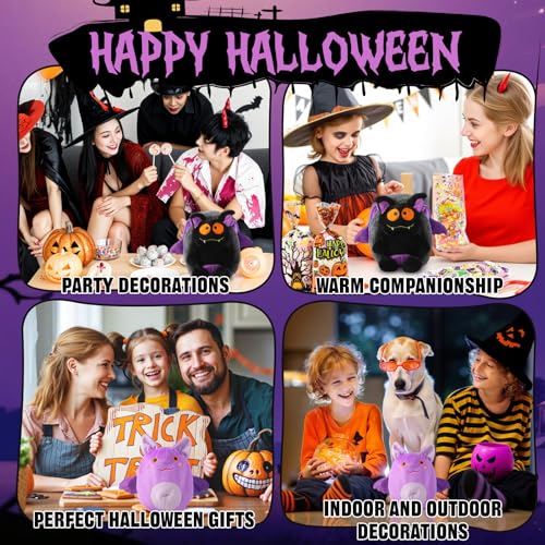 Reversible Bat Stuffed Animal, Soft Bat Plushies Pillow with Zipper, Cute Reversible Plushie Halloween Doll, 2-in-1 Christmas Birthday Gift Decorations for Boys Girls Kids