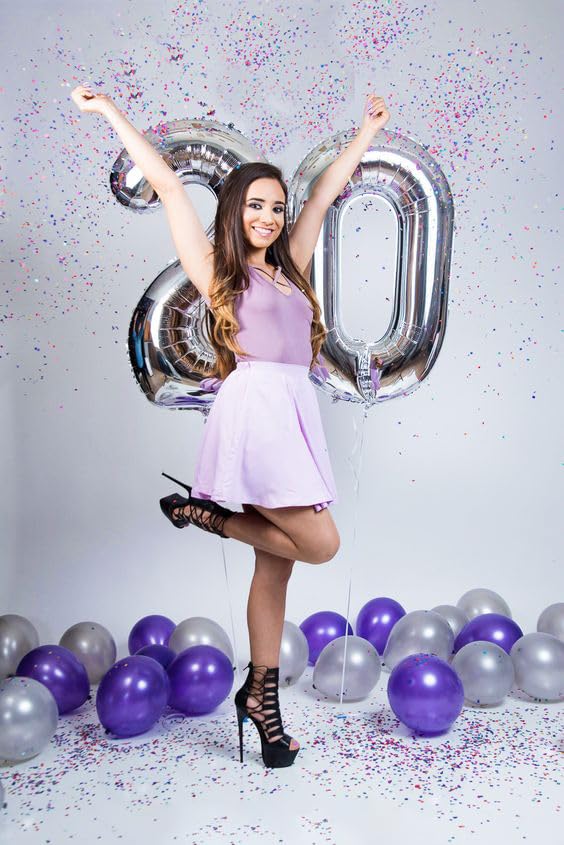 Silver Number Balloon 40 Inch, 0 Number Balloons, 10 20 30 40 50 Numbers Balloon Birthday Decorations, Silver Party Supplies for Women Men