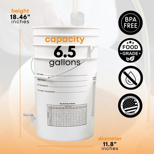FastTrack Fermentation Bucket with Spigot | Home Brewing Wine Fermenter with Spigot | 100% Food Grade-BPA Free Fermenting Bucket for your Beer, Wine, Mead, Cider, or any other Fermented Beverage