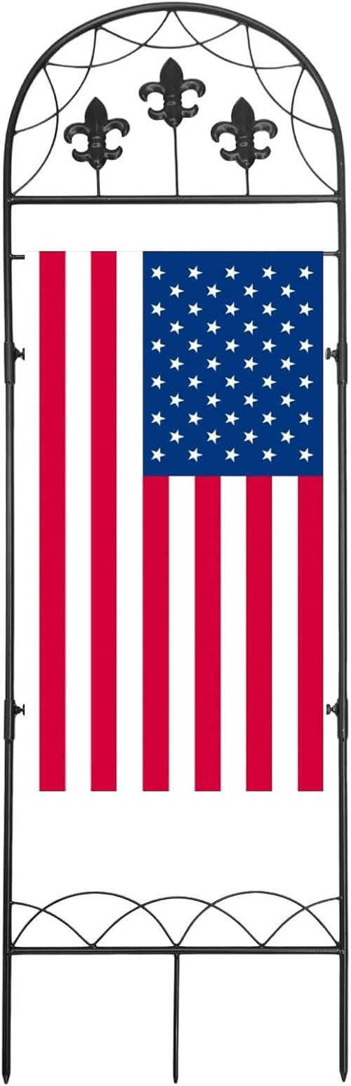Fleur Metal Garden Flag Stand - Decorative Yard Flag Pole Holder for 12x24 Inch Flags