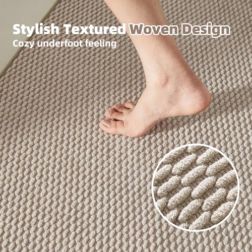 TYUU Beige 2' x 5' Bathroom Runner Rug, Non Slip, Quick Dry, Washable