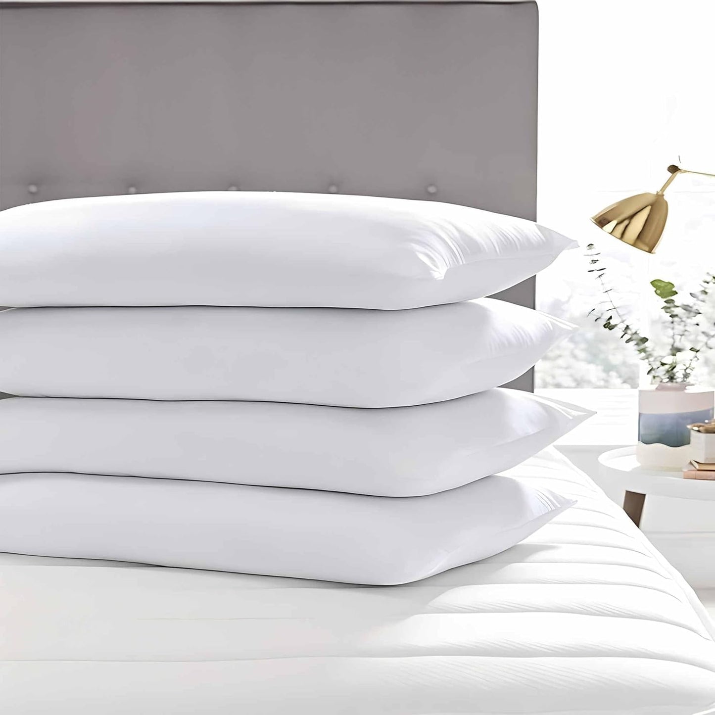 Acteb King Size Ultra Thin Bed Pillows - Soft, Hypoallergenic & Machine Washable | Set of 2 (20"x36")