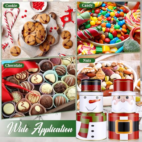 Tandefio 2 Sets Christmas Cookie Tins with Lids - 3 Layer Metal Holiday Gift Boxes