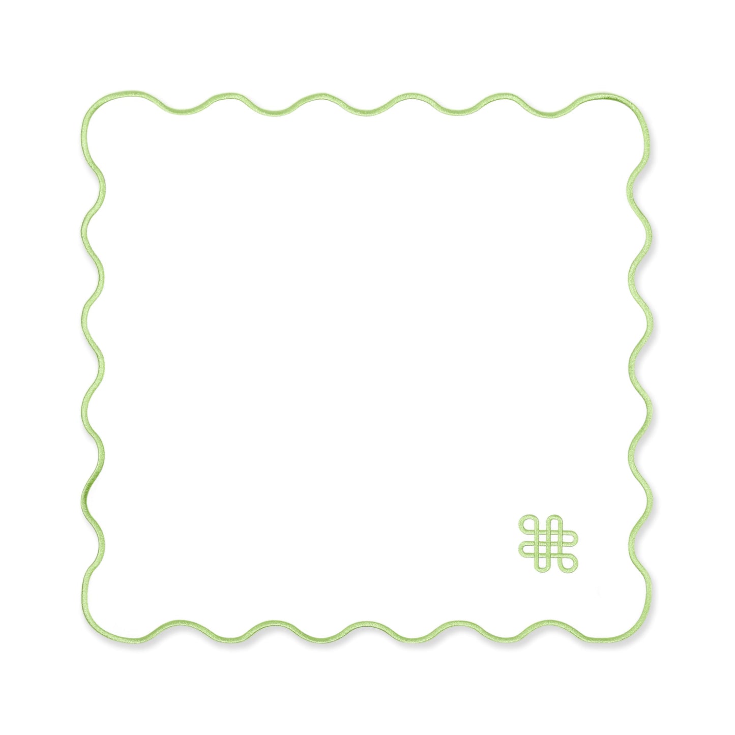 Hofdeco Premium Coastal Patio Indoor Outdoor Napkin Set of 4, 20”x20” Washable Dinner Napkins for Beach House Decor Green Embroidered Endless Knot