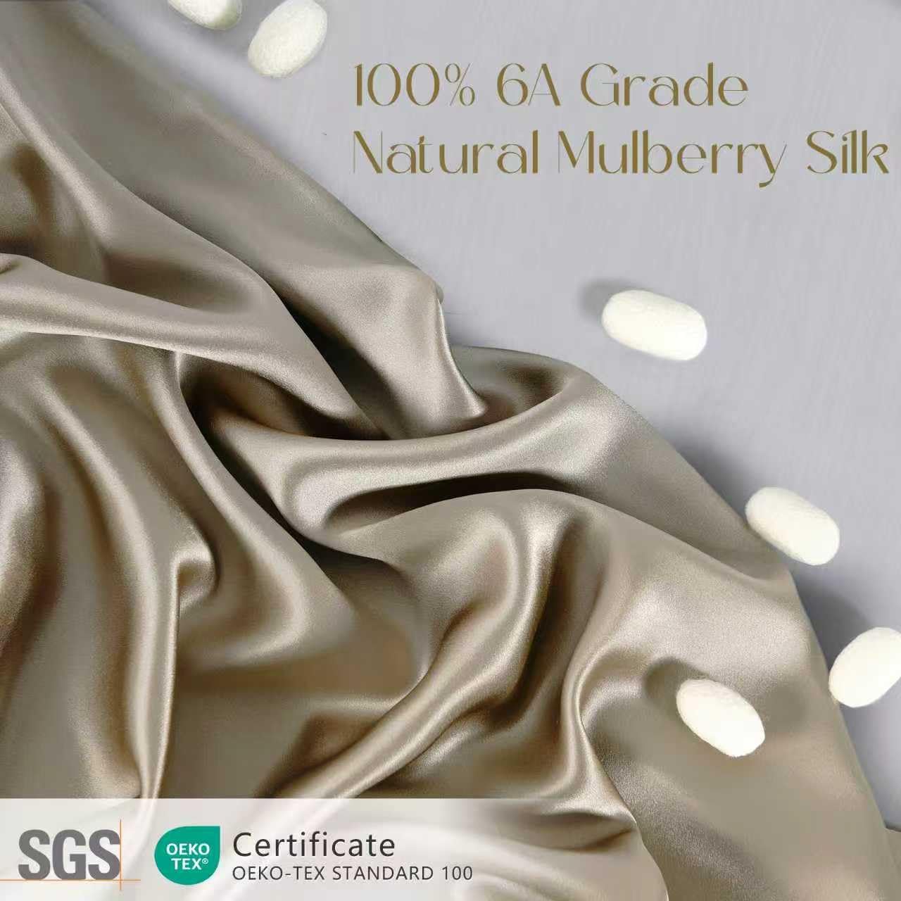 ZIMASILK 100% Pure Mulberry Silk Pillowcase - Soft, Hypoallergenic & Smooth | Queen Size 20''x30'', Taupe