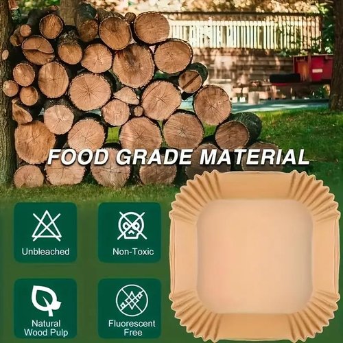 200 Pcs Air Fryer Paper Liners, 8" Square Air Fryer Liners Disposable, Non-Stick & Non-Leak Parchment Paper Liners, Paper Liners for Airfryer Basket, Deep Fryer Parts & Accessories